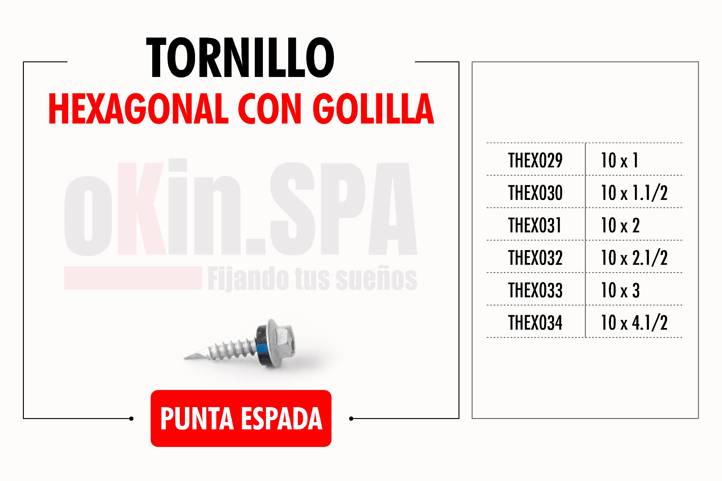Tornillo Hexagonal Punta Espada con Golilla - Imagen 4